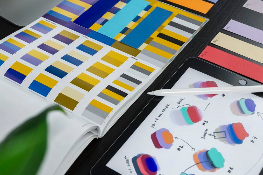 Colour swatches and brand sketches