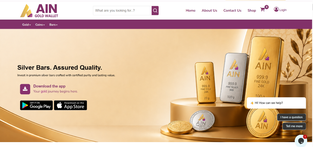 Buy Gold & Silver Online in UAE - Ain Gold And Diamonds LLC